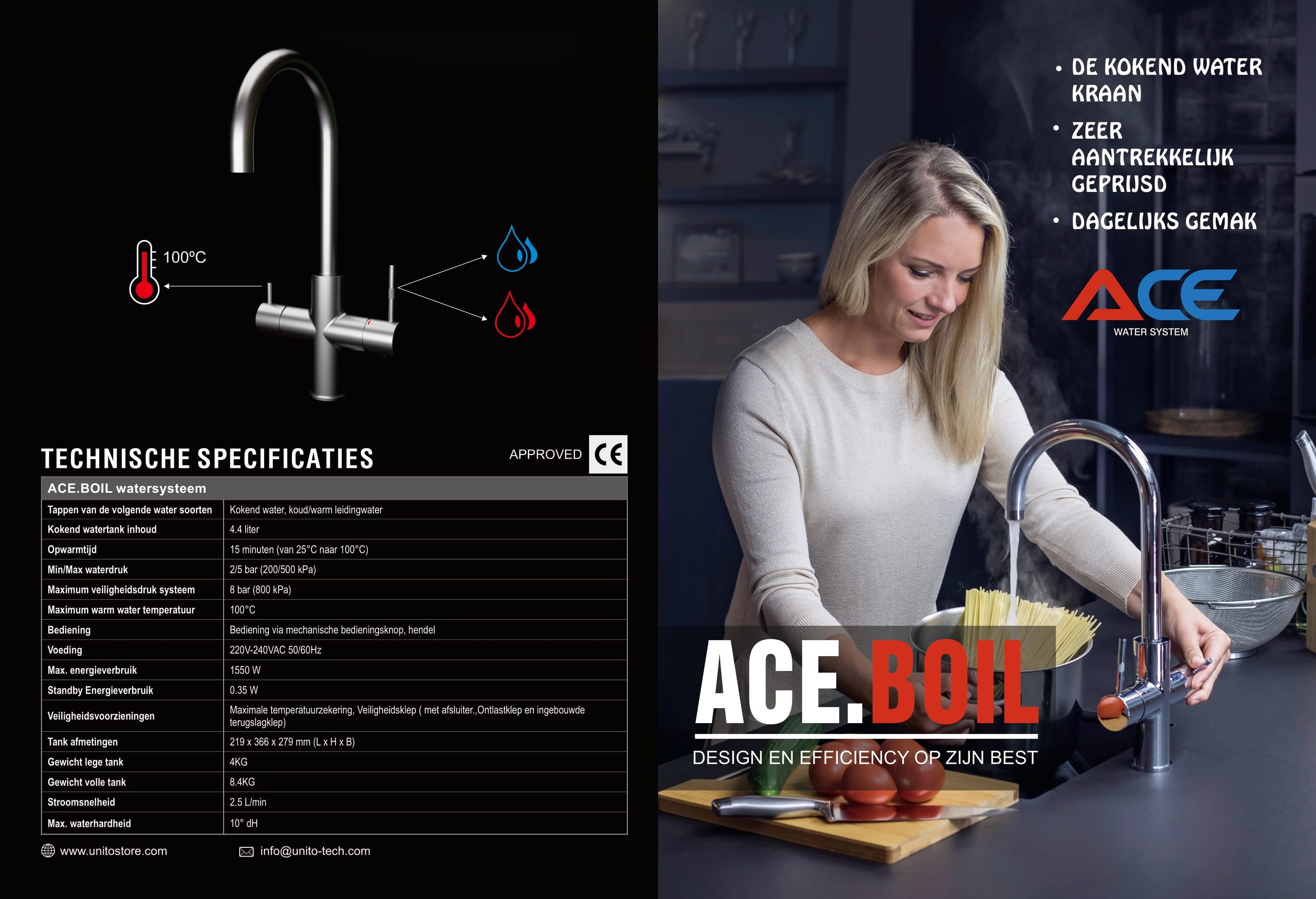 ACE BOIL 3in1 Zwart Rond kokend water kraan | Aqua &